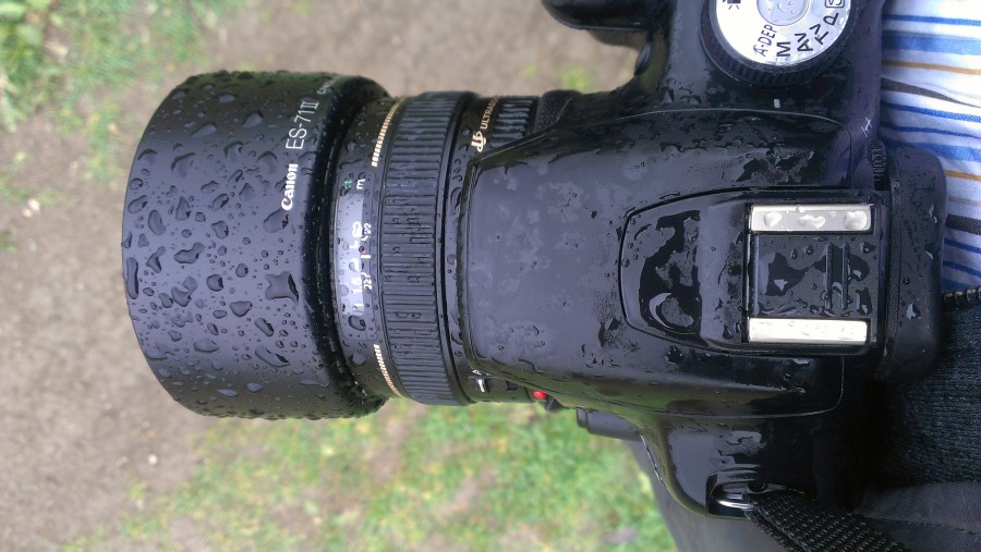 Canon T1i out in the rain